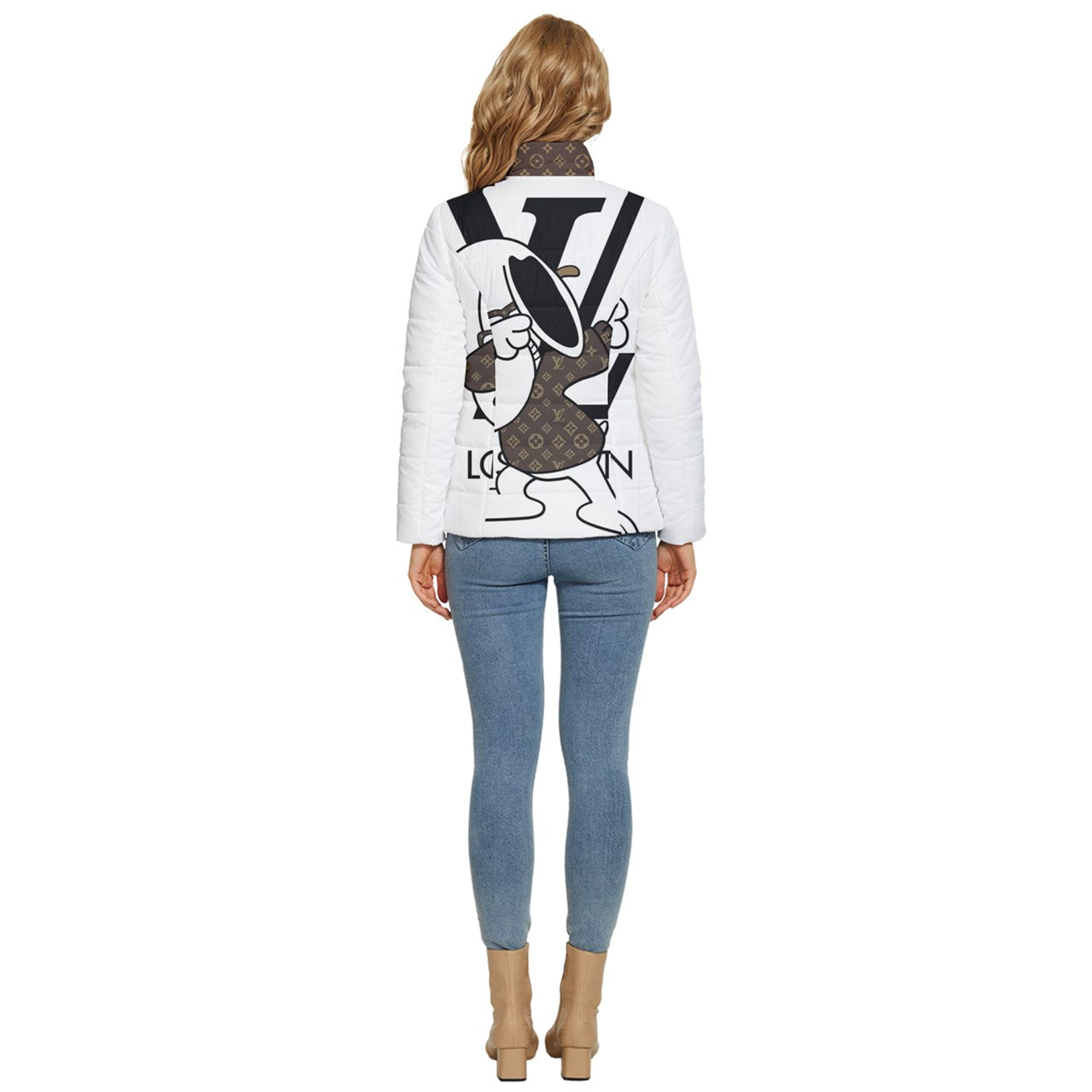 Snoopy Louis V White Puffer Bubble Jacket Coat
