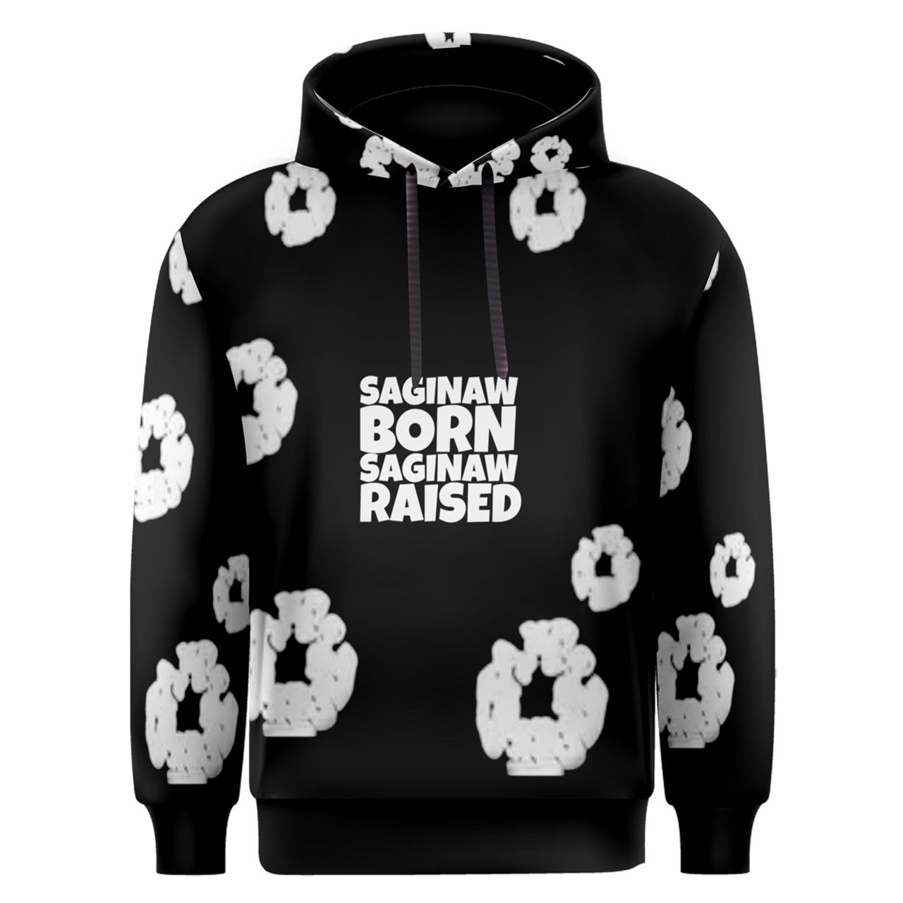 Tears Of Cotton Saginaw Born & Raised Black Overhead Hoodie
