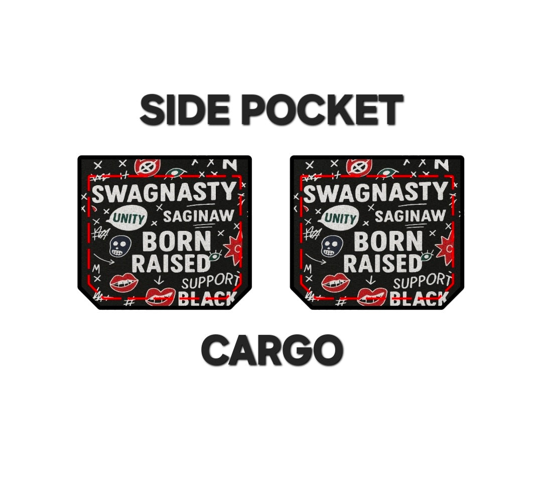 Burgandy And Black Swagnasty Cargo Pants