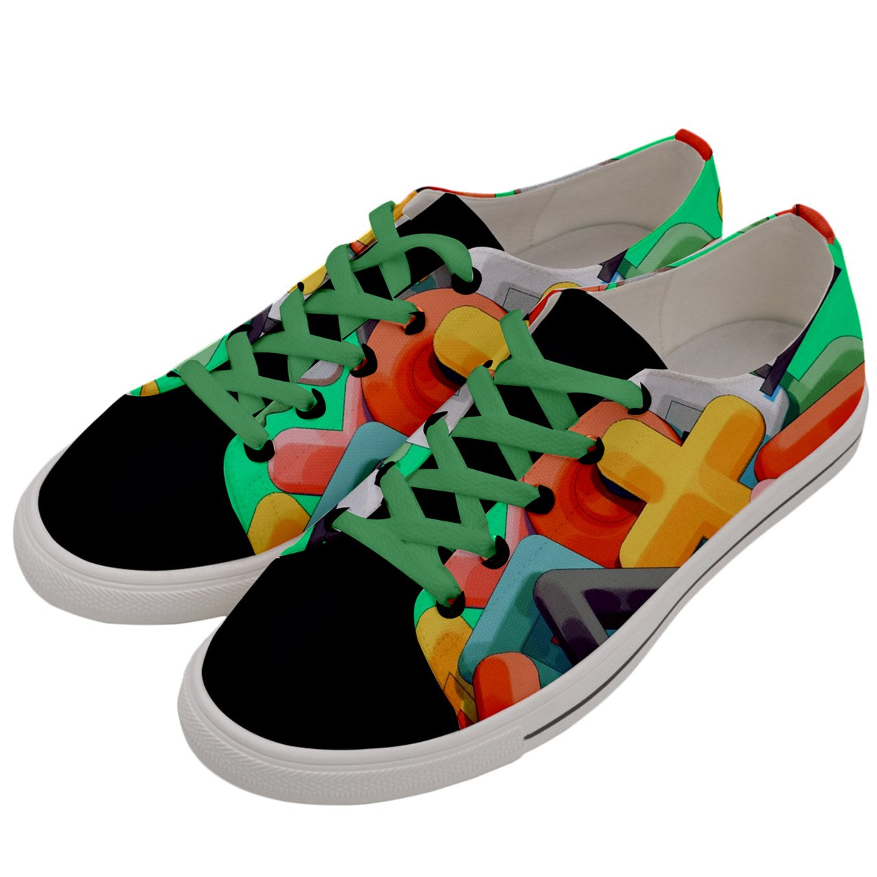Custom DtheRebel Roll Wit It Green Men's Low Top Canvas Sneakers