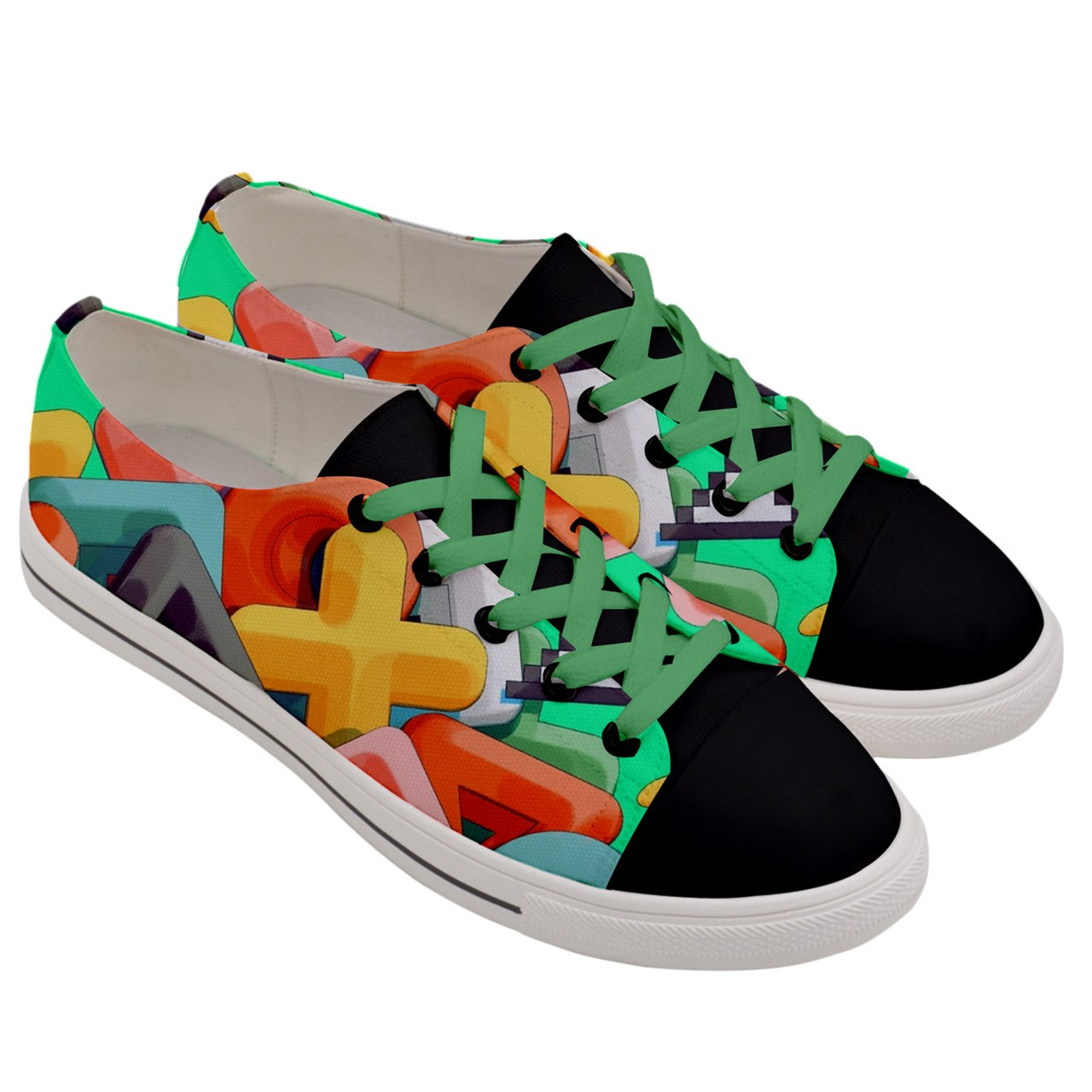 Custom DtheRebel Roll Wit It Green Men's Low Top Canvas Sneakers