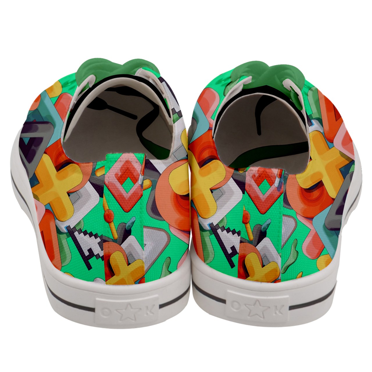 Custom DtheRebel Roll Wit It Green Men's Low Top Canvas Sneakers