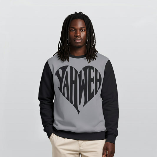 Yahwey Grey And Black Heavy Fleece Sweatshirt