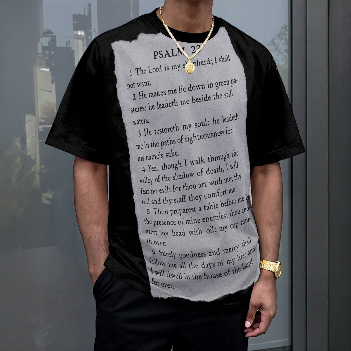 Psalm 23 Black Tee
