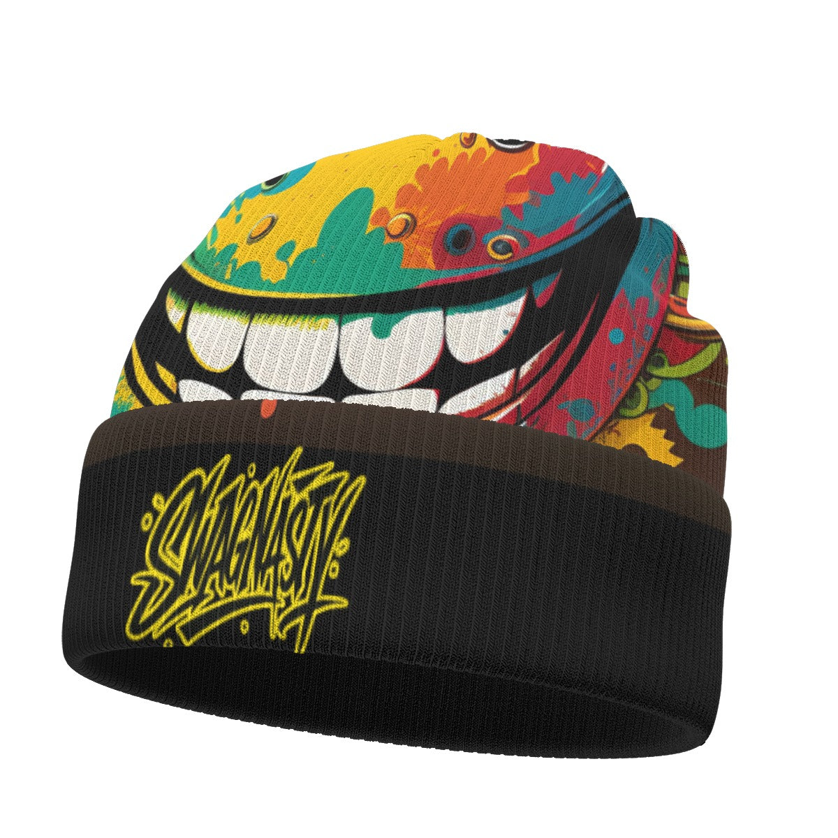 SwagNasty Smiley Face Black Knitted Hat