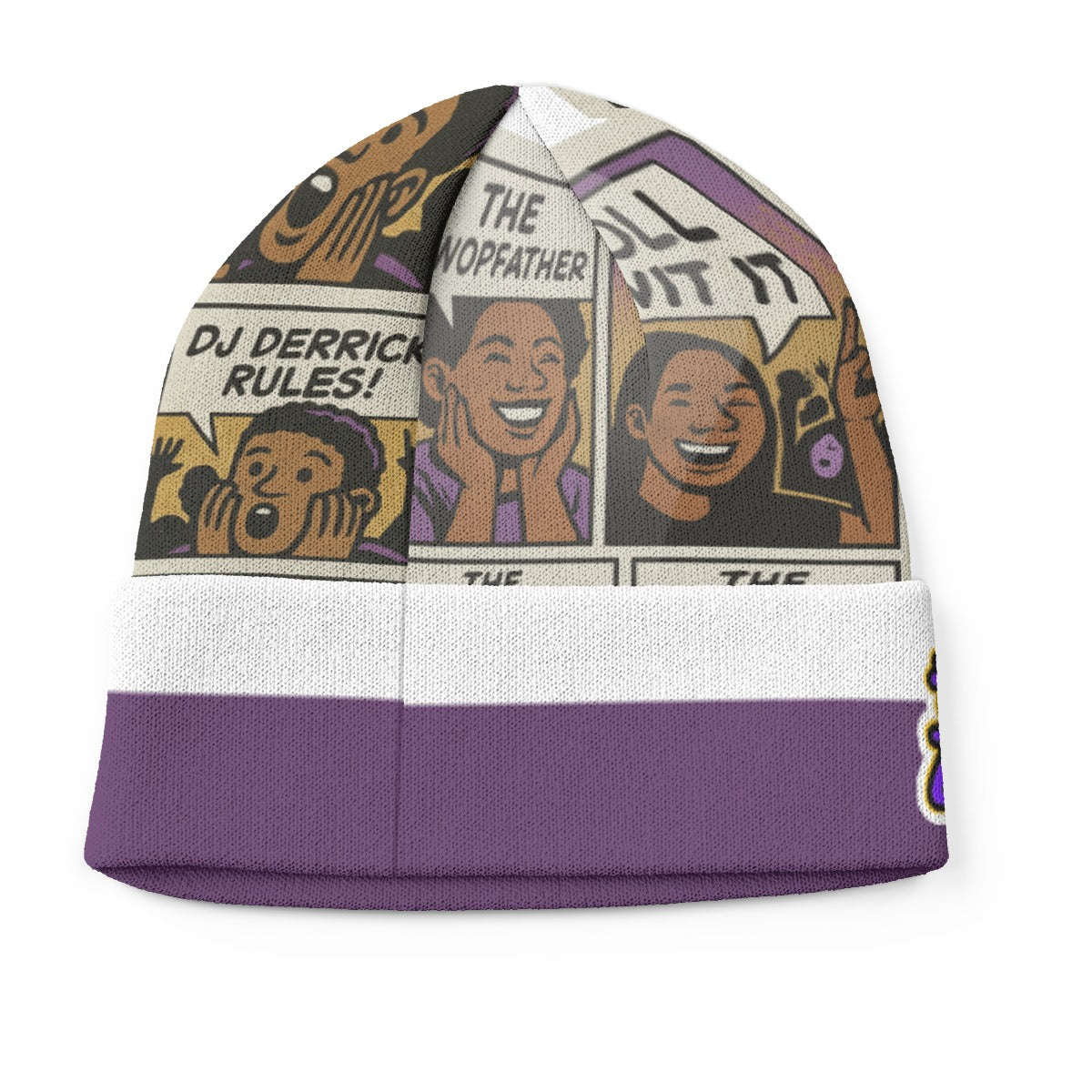Dj Derrick Purple And White Knitted Hat