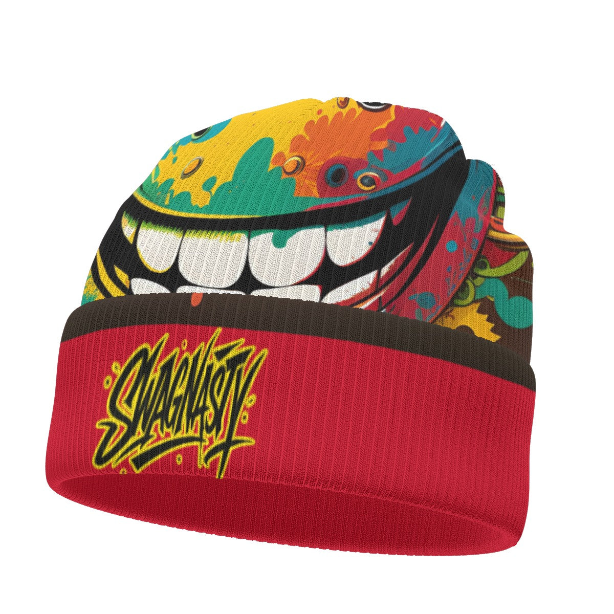 SwagNasty Smiley Face Red Knitted Hat