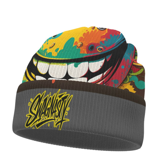 SwagNasty Smiley Face Grey Knitted Hat