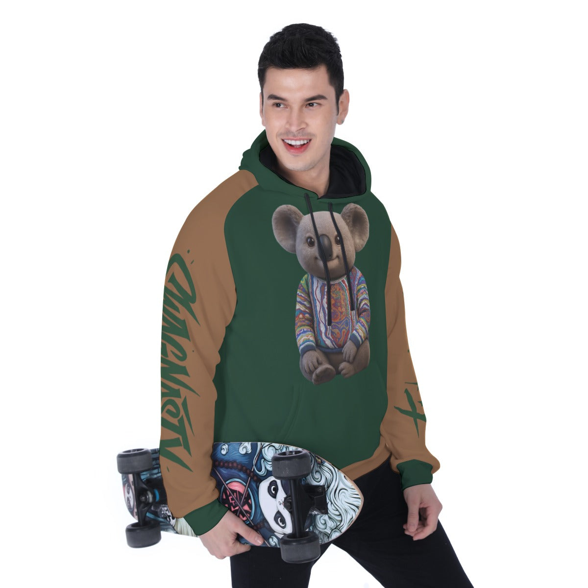 Koala Green And Brown Heavy Fleece Raglan Hoodie