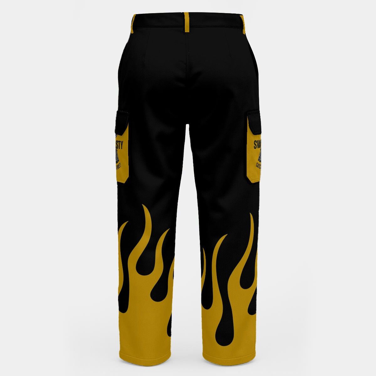 Flamed Black And Gold Sagnasty Men's Cargo Pants