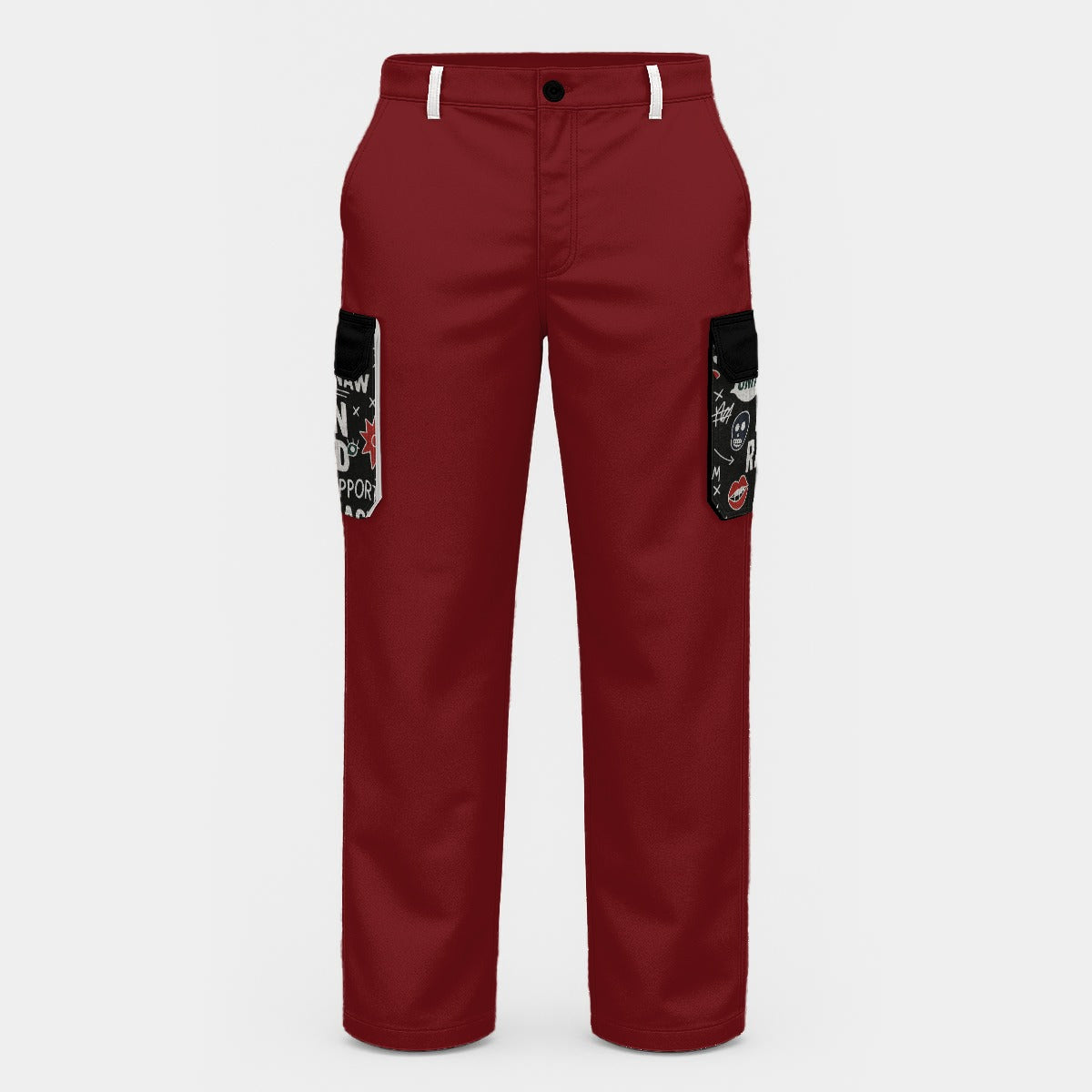 Burgandy And Black Swagnasty Cargo Pants