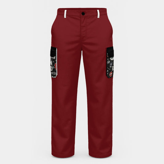 Burgandy And Black Swagnasty Cargo Pants