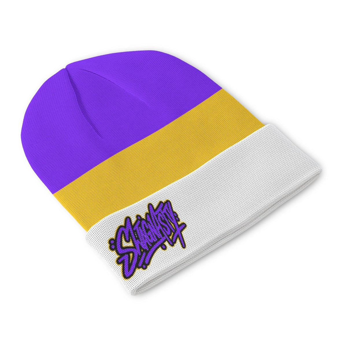 SwagNasty Purple Gold And WhiteKnitted Hat