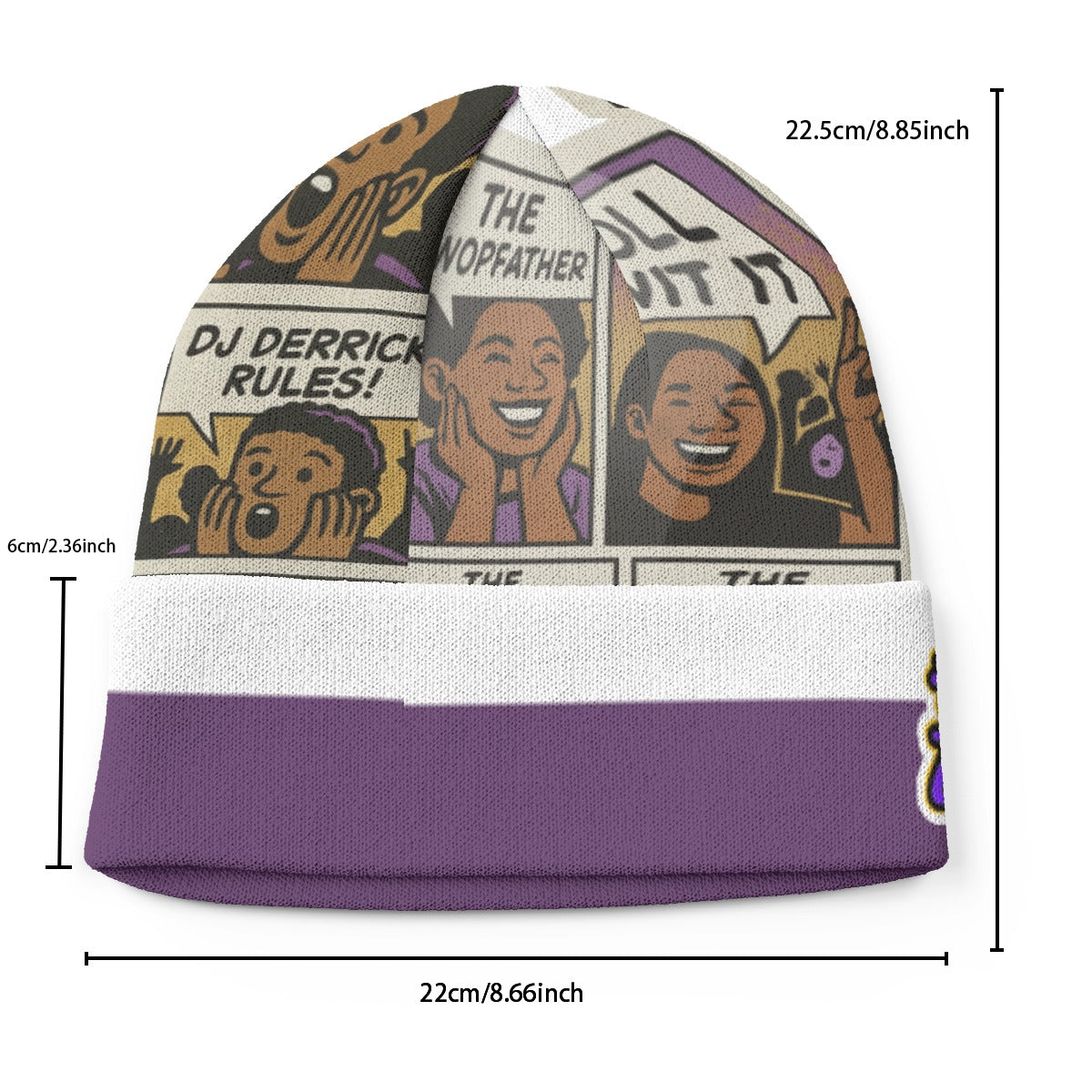 Dj Derrick Purple And White Knitted Hat