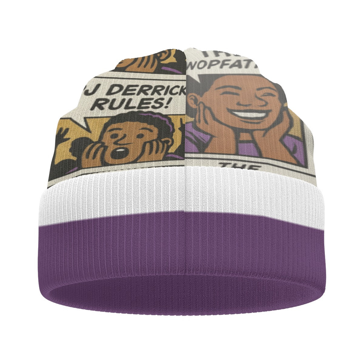 Dj Derrick Purple And White Knitted Hat