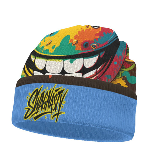 SwagNasty Smiley Face Blue Knitted Hat