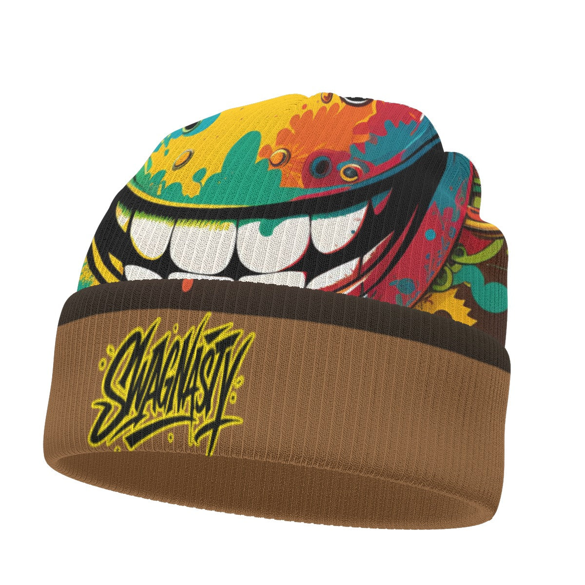 SwagNasty Smiley Face Brown Knitted Hat