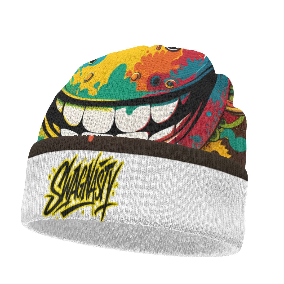SwagNasty Smiley Face White Knitted Hat