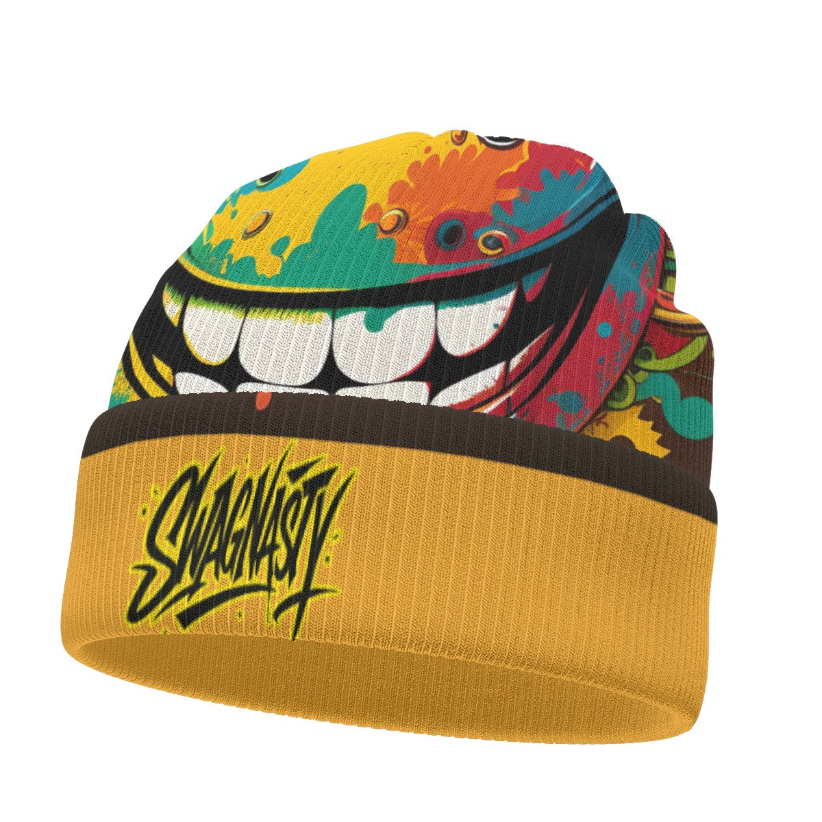 SwagNasty Smiley Face Orange Knitted Hat