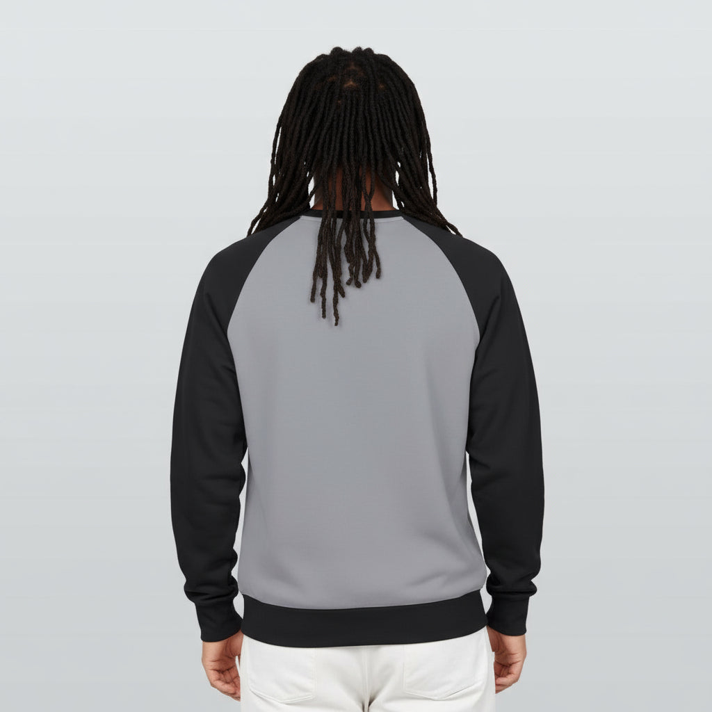 Yahwey Grey And Black Heavy Fleece Sweatshirt