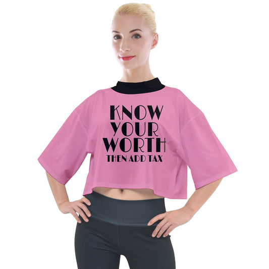 Know Your Worth Mock Neck Tee