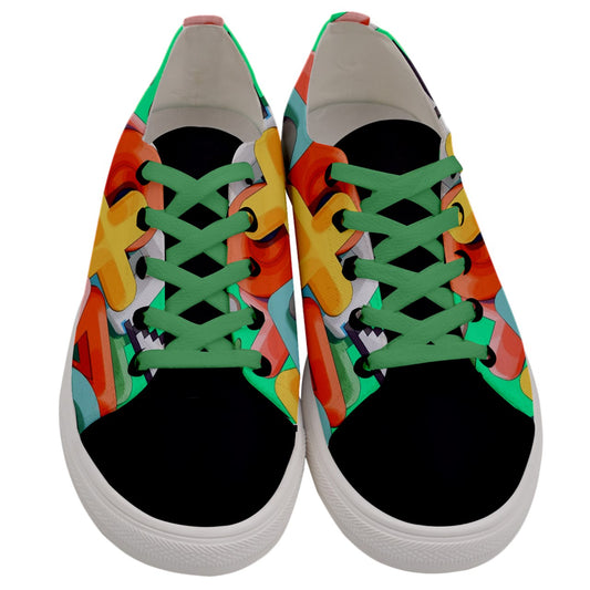 Custom DtheRebel Roll Wit It Green Men's Low Top Canvas Sneakers